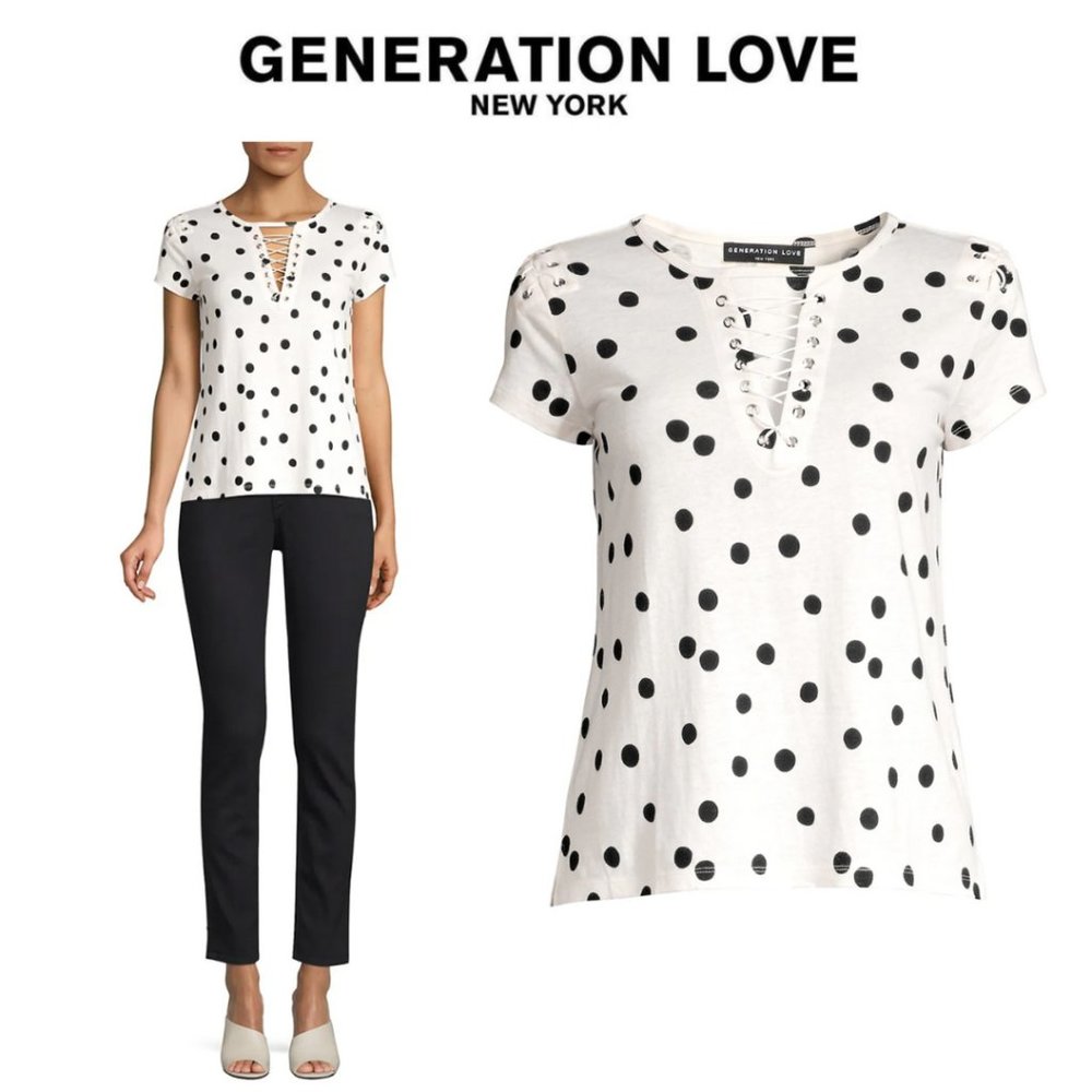 Generation Love Hugo Lace-Up Polka Dot Tee